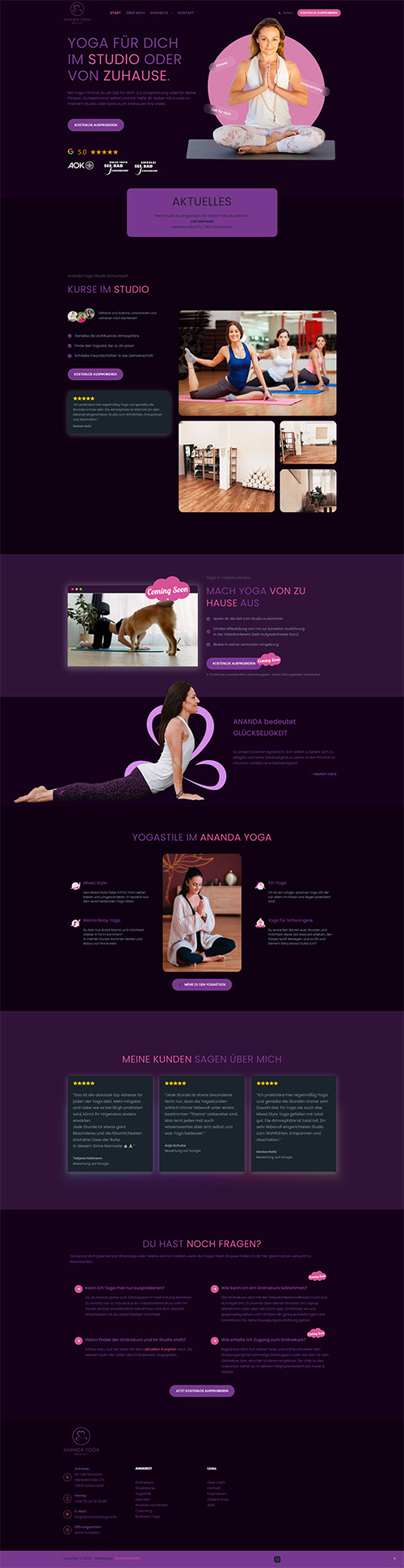 anandayoga homepage dark