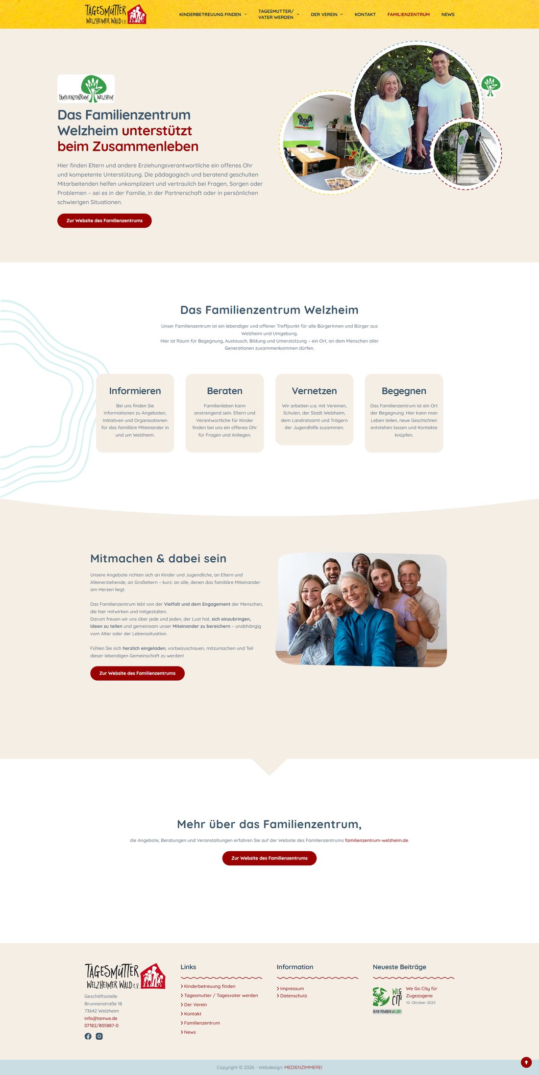 Seite des Familienzentrums Welzheim, integriert unter dem Dach des Vereins