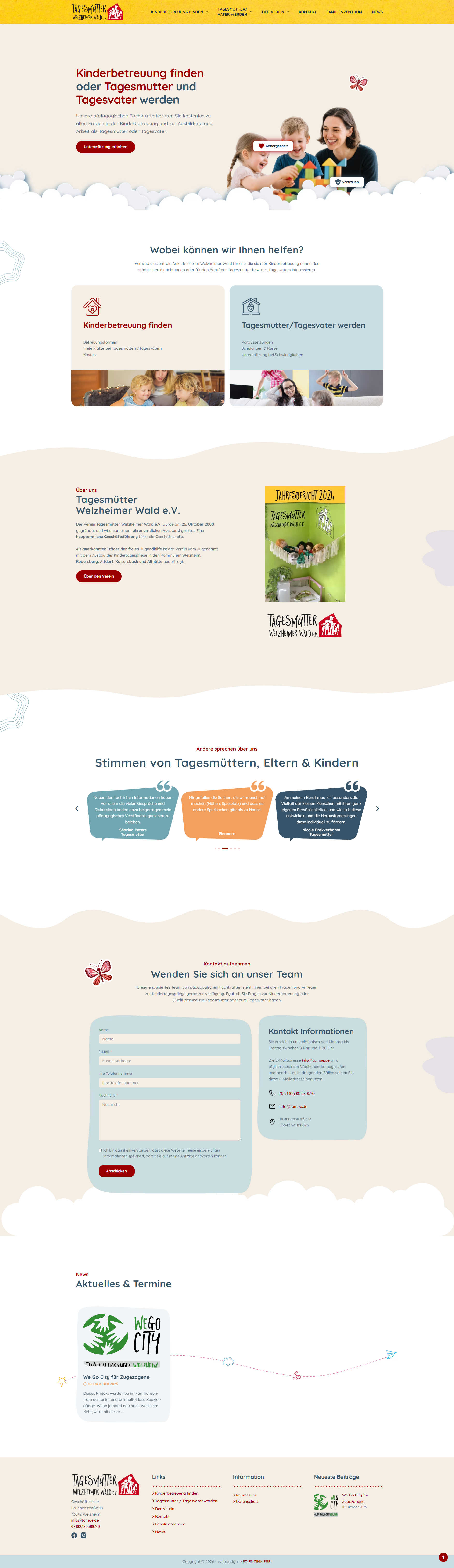 Neue Startseite von tamue.de: warme Farben, klare Einstiege, emotionale Bildsprache